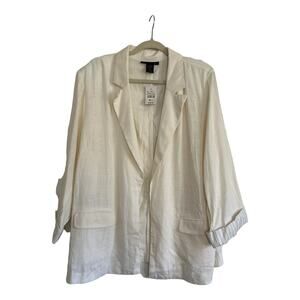 NWT Ashley Stewart Cream Linen Blazer, size 16